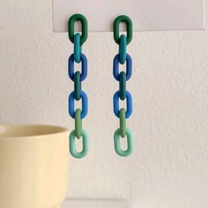 🍉5 for $25* Green Blue Chain Earrings